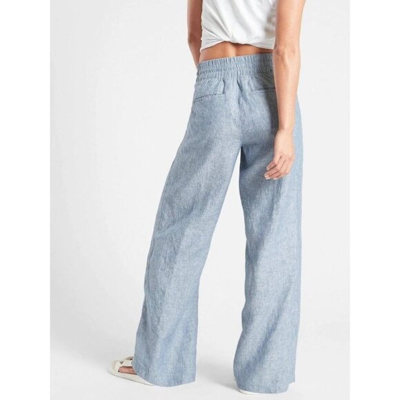 ATHLETA Women's Cabo Linen Wide Leg Pant Size 6 In Chambray Blue - Picture 3 of 13